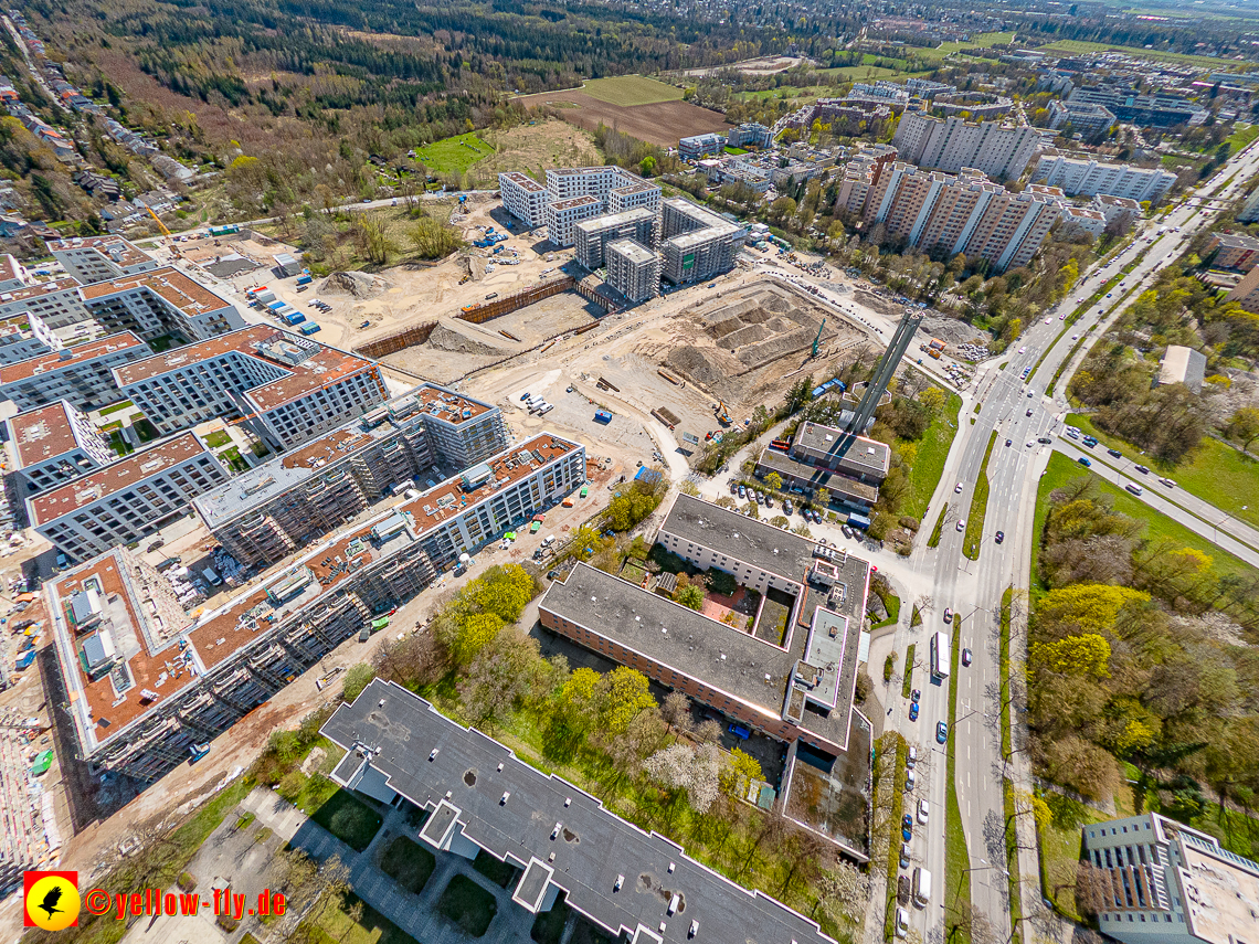 21.04.2023 - Luftbilder von der Baustelle Alexisquartier und Pandion Verde in Neuperlach